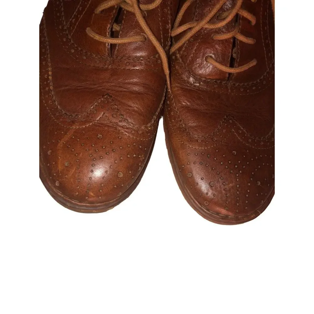 Born Mens Brown Pebbled Leather Wingtip Oxford Brogue Dress Shoes H48516 Size 13